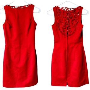 Vintage Gunne Sax By Jessica McClintock Red Cocktail Dress Sz. 3/4